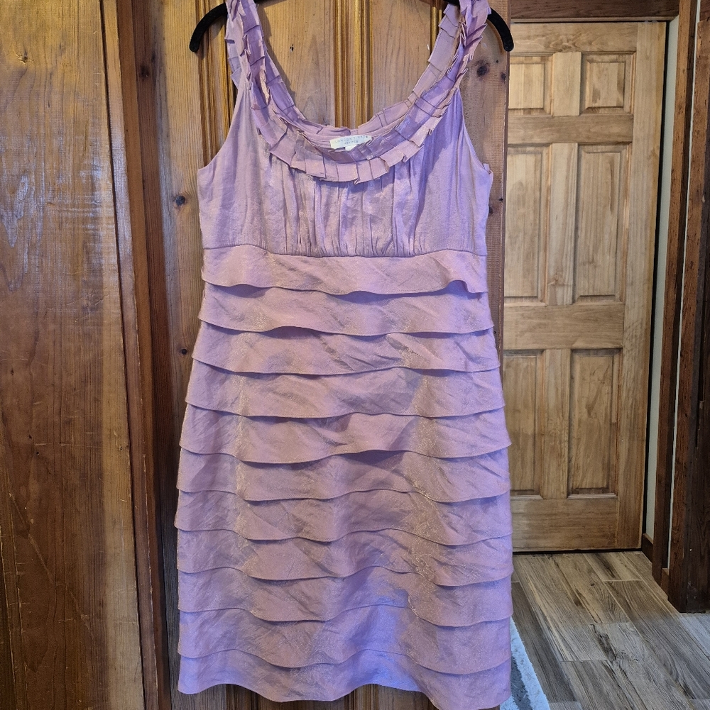 🌿5/$25 London Times Womens Size 14p Light Purple Ruffel Tank Dress